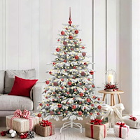 vidaXL Plast Hingad Julgran med LED -remsljus Vit 180 cm PE och PVC