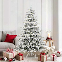 vidaXL Plast Hingad Julgran med LED -remsljus Vit 180 cm PE och PVC