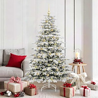 vidaXL Plast Hingad Julgran med LED -remsljus Vit 180 cm PE och PVC