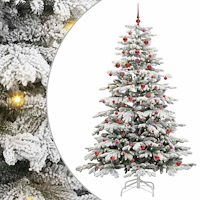 vidaXL Plast Hingad Julgran med LED -remsljus Vit 210 cm PE och PVC