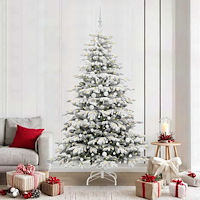 vidaXL Plast Hingad Julgran med LED -remsljus Vit 210 cm PE och PVC