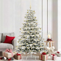 vidaXL Plast Hingad Julgran med LED -remsljus Vit 210 cm PE och PVC