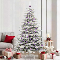 vidaXL Plast Hingad Julgran med LED -remsljus Vit 210 cm PE och PVC