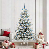 vidaXL Plast Hingad Julgran med LED -remsljus Vit 210 cm PE och PVC
