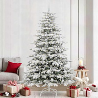vidaXL Plast Hingad Julgran med LED -remsljus Vit 240 cm PE och PVC