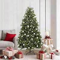 vidaXL Konstgjord julgran med LED -remsljus Grön 180 cm PVC och metall
