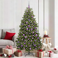 vidaXL Konstgjord julgran med LED -remsljus Grön 180 cm PVC och metall