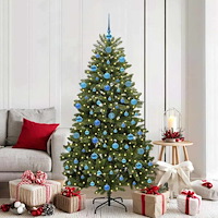 vidaXL Konstgjord julgran med LED -remsljus Grön 180 cm PVC och metall