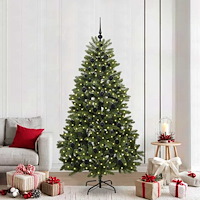vidaXL Konstgjord julgran med LED -remsljus Grön 210 cm PVC och metall