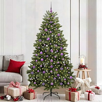 vidaXL Konstgjord julgran med LED -remsljus Grön 210 cm PVC och metall
