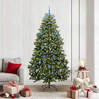 vidaXL Konstgjord julgran med LED -remsljus Grön 210 cm PVC och metall
