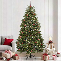 vidaXL Konstgjord julgran med LED -remsljus Grön 240 cm PVC och metall