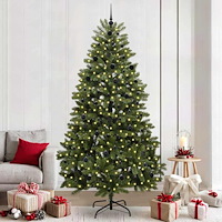 vidaXL Konstgjord julgran med LED -remsljus Grön 240 cm PVC och metall