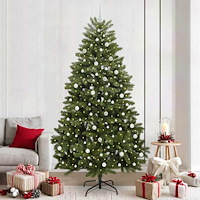 vidaXL Konstgjord julgran med LED -remsljus Grön 240 cm PVC och metall