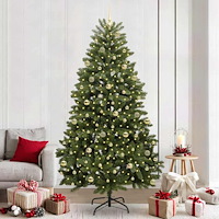 vidaXL Konstgjord julgran med LED -remsljus Grön 240 cm PVC och metall