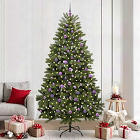 vidaXL Konstgjord julgran med LED -remsljus Grön 240 cm PVC och metall