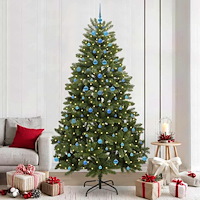 vidaXL Konstgjord julgran med LED -remsljus Grön 240 cm PVC och metall