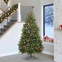 vidaXL Konstgjord julgran med stativ Grön 240 cm PVC och metall