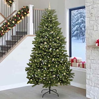 vidaXL Konstgjord julgran med LED -remsljus Grön 270 cm PVC och metall