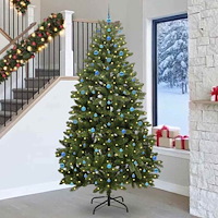 vidaXL Konstgjord julgran med LED -remsljus Grön 270 cm PVC och metall