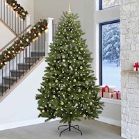 vidaXL Konstgjord julgran med LED -remsljus Grön 300 cm PVC och metall