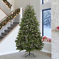 vidaXL Konstgjord julgran med LED -remsljus Grön 300 cm PVC och metall