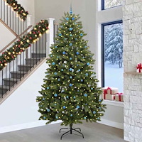 vidaXL Konstgjord julgran med LED -remsljus Grön 300 cm PVC och metall
