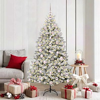 vidaXL Konstgjord julgran Grön och Vit 180 cm PVC och metall