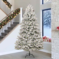 vidaXL Konstgjord julgran Grön och Vit 300 cm PVC och metall