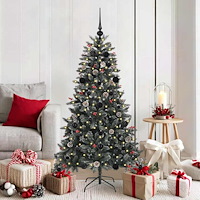 vidaXL Konstgjord julgran med 150 LED-lampor Grön 83.5 x 83.5 x 150 cm