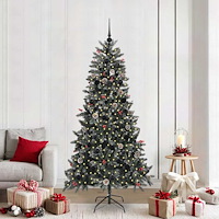 vidaXL Konstgjord julgran med 300 LED-lampor Grön 114 x 114 x 210 cm