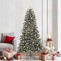 vidaXL Konstgjord julgran med 300 LED-lampor Grön 114 x 114 x 210 cm