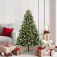 vidaXL Konstgjort Fällbart Julträd 150 LEDs Grön 150 cm PVC och PE