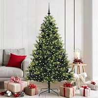 vidaXL Konstgjord uppfällbar julgran 300 LEDs Grön 180 cm PVC och PE