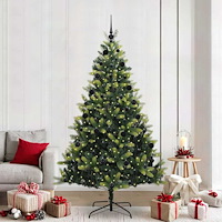 vidaXL Konstigt hinged julgran 300 LED-lampor Grön 210 cm PVC och PE