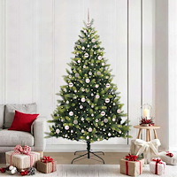 vidaXL Konstgjord Fällbar Julgran 300 LED-lampor Grön 210 cm