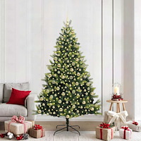 vidaXL Konstigt hinged julgran 300 LEDs Grön 210 cm PVC och PE