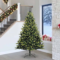 vidaXL Konstgjord Fällbar Julgran 300 LED-lampor Grön 240 cm
