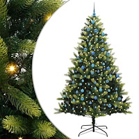 vidaXL Konstgjord hinged julgran med 300 LEDs Grön 240 cm PVC och PE