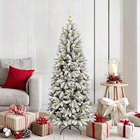 vidaXL Konstgjord julgran Vit 150 cm PVC, Plast, Stål och PE