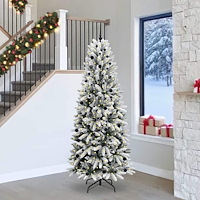 vidaXL Konstgjord julgran Vit 93 x 93 x 240 cm PVC, Plast, Stål och PE