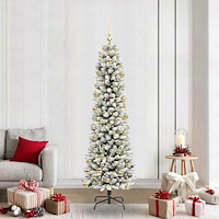 vidaXL Konstgjord julgran Grön och vit 210 cm PVC och Metall och Plast