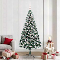 vidaXL Konstgjord julgran Grön 210 cm PVC och Stål och Plast