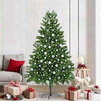 vidaXL Julgran med 300 LED-lampor med stativ Grön 210 cm PE