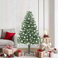 vidaXL Julgran med 300 LED-lampor med stativ Grön 180 cm PVC