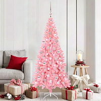 vidaXL Julgran med 300 LED-lampor med stativ Rosa 180 cm PVC