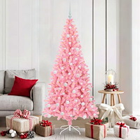 vidaXL Julgran med 300 LED-lampor med stativ Rosa 180 cm PVC