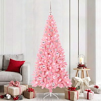vidaXL Julgran med 300 LED-lampor med stativ Rosa 210 cm PVC