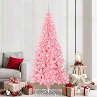 vidaXL Julgran med 300 LED-lampor med stativ Rosa 210 cm PVC