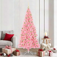 vidaXL Julgran med 300 LED-lampor med stativ Rosa 210 cm PVC
